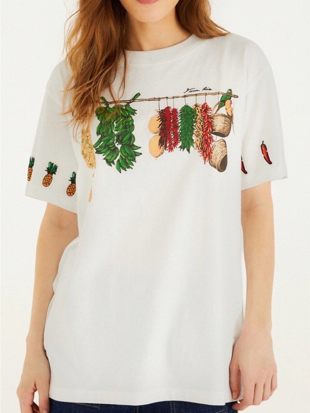 FARM Rio White Tee with Colorful Produce & Herbs Graphic